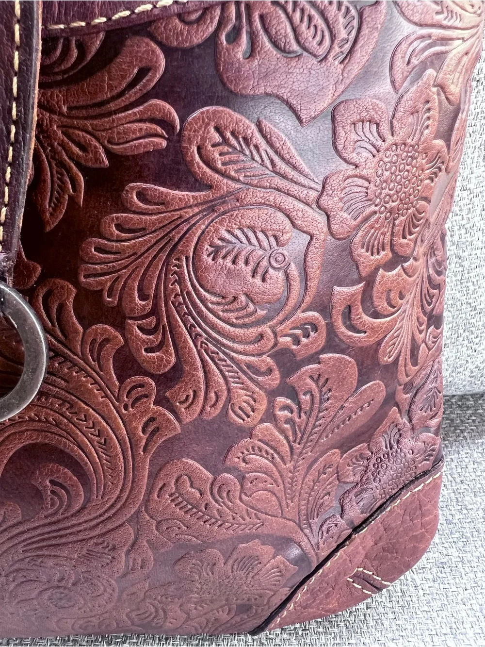 Jack Georges Embossed Leather Crossbody Bag - Dark Burgundy